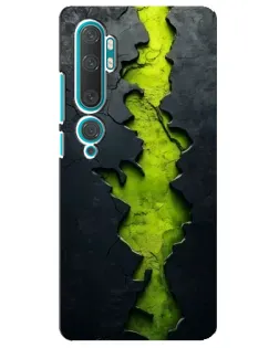 Чехол для Xiaomi Mi Note 10 с картинкой «Салатовый разлом скалы»