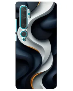 Чехол для Xiaomi Mi Note 10 с картинкой «Объемные черно-белые ленты»