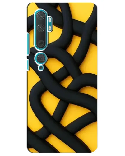 Чехол для Xiaomi Mi Note 10 с картинкой «Черное желтое переплетение»