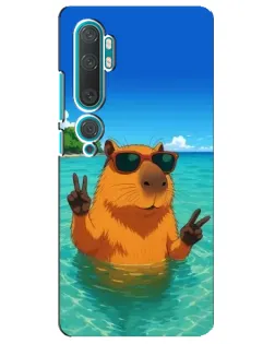 Чехол для Xiaomi Mi Note 10 с картинкой «Морская капибара»
