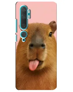 Чехол для Xiaomi Mi Note 10 с картинкой «Капибара с языком»