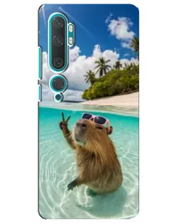 Чехол для Xiaomi Mi Note 10 с картинкой «Капибара на море»