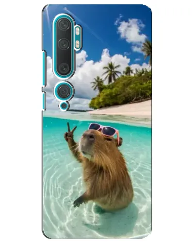 Чехол для Xiaomi Mi Note 10 с картинкой «Капибара на море»