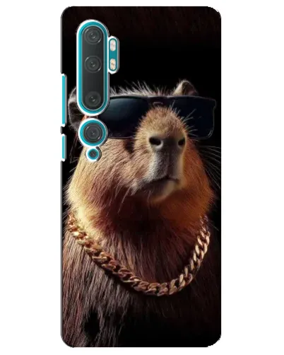 Чехол для Xiaomi Mi Note 10 с картинкой «Капибара золотая цепь»