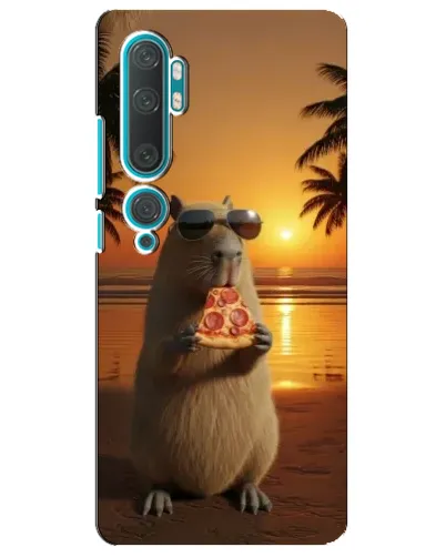 Чехол для Xiaomi Mi Note 10 с картинкой «Капибара с пиццей»
