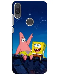 Чехол для Xiaomi Mi Play с картинкой «Губка Боб и Патрик ночью»