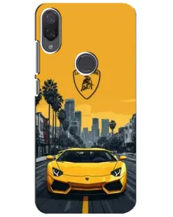 Чехол для Xiaomi Mi Play с картинкой «Желтый Lamborghini город»