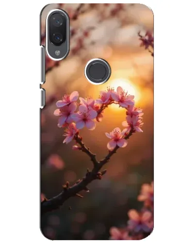Чехол для Xiaomi Mi Play с картинкой «Розовый цвет сердце на фоне заката»