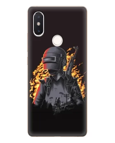 Чехол для Xiaomi Mi 8 SE с картинкой «PUBG — огненный силуэт»