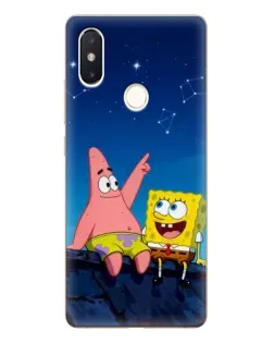 Чехол для Xiaomi Mi 8 SE с картинкой «Губка Боб и Патрик ночью»