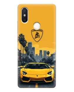 Чехол для Xiaomi Mi 8 SE с картинкой «Желтый Lamborghini город»
