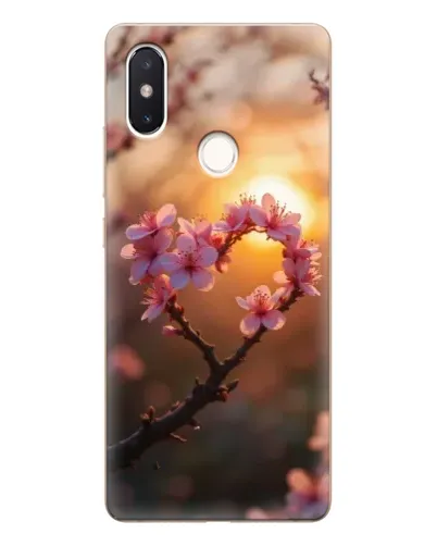 Чехол для Xiaomi Mi 8 SE с картинкой «Розовый цвет сердце на фоне заката»