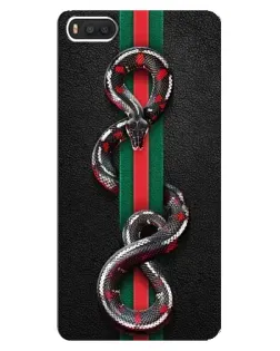Чехол для Xiaomi Mi8 с картинкой «Gucci — змея на полосе» Чехол для Xiaomi Mi8 с картинкой «Gucci — змея на полосе»