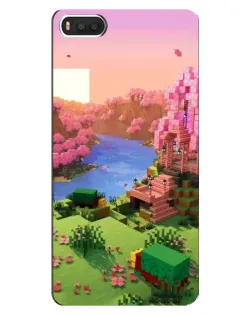 Чехол для Xiaomi Mi8 с картинкой «Розовое дерево Minecraft»