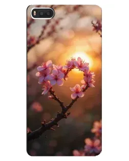 Чехол для Xiaomi Mi8 с картинкой «Розовый цвет сердце на фоне заката»