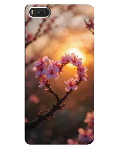 Чехол для Xiaomi Mi8 с картинкой «Розовый цвет сердце на фоне заката»