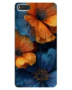 Чехол для Xiaomi Mi8 с картинкой «Яркая сине-оранжевая флора»