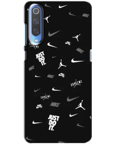 Чехол для Xiaomi Mi 9 с картинкой «Nike Black Pattern»