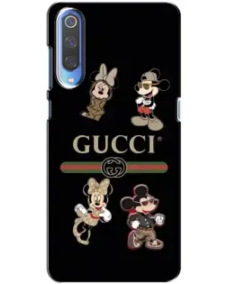 Чехол для Xiaomi Mi 9 с картинкой «Gucci — герои Disney и монограмма»