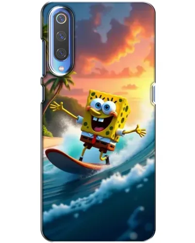 Чехол для Xiaomi Mi 9 с картинкой «Губка Боб серфингист»