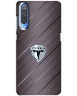 Чехол для Xiaomi Mi 9 с картинкой «Металлическая текстура Tesla»