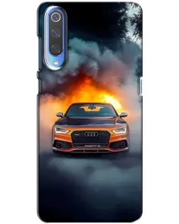 Чехол для Xiaomi Mi 9 с картинкой «Audi в огненном дыму»