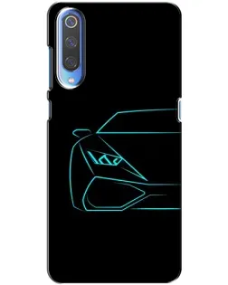 Чохол для Xiaomi Mi 9 з картинкою «Блакитний силует Lamborghini»