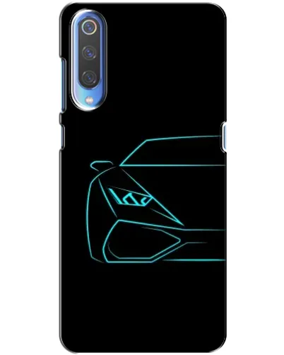 Чохол для Xiaomi Mi 9 з картинкою «Блакитний силует Lamborghini»