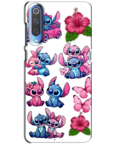 Чехол для Xiaomi Mi 9 с картинкой «Стикеры Stitch и Angel»