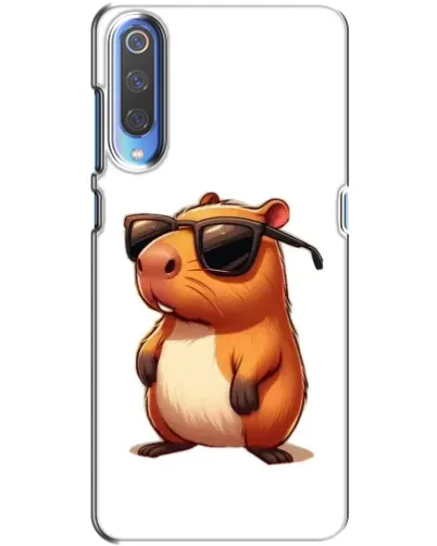 Чехол для Xiaomi Mi 9 с картинкой «Капибара в очках»