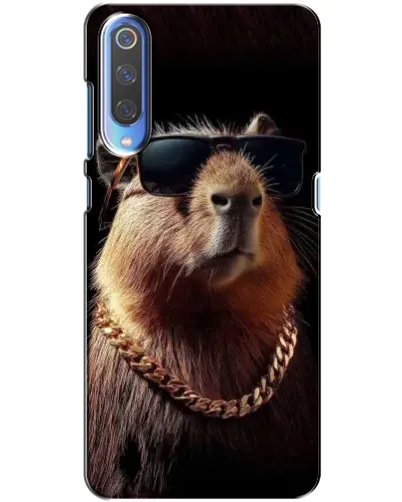 Чехол для Xiaomi Mi 9 с картинкой «Капибара золотая цепь»