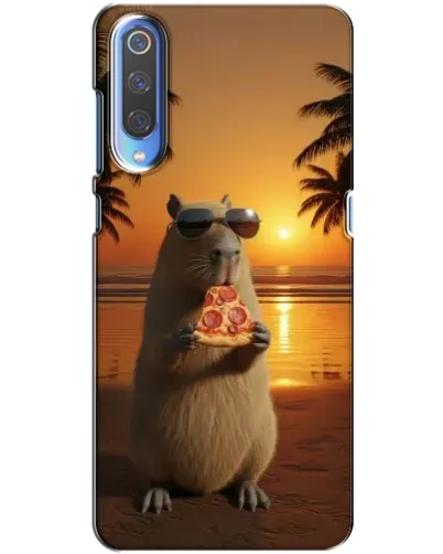 Чехол для Xiaomi Mi 9 с картинкой «Капибара с пиццей»