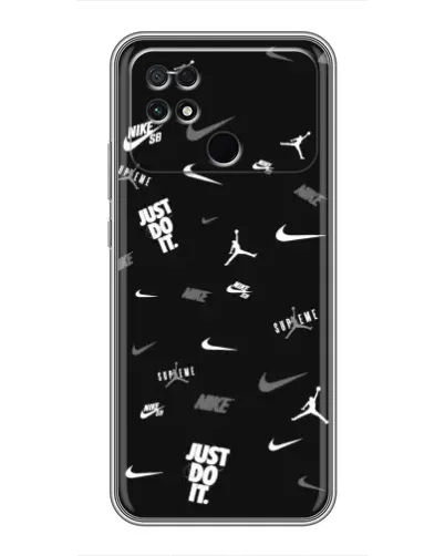 Чехол для Xiaomi POCO C40 с картинкой «Nike Black Pattern»
