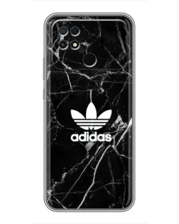 Чехол для Xiaomi POCO C40 с картинкой «Белый мрамор Adidas»
