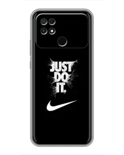 Чехол для Xiaomi POCO C40 с картинкой «Текстовый принт Nike»