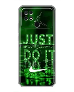 Чехол для Xiaomi POCO C40 с картинкой «Зеленый неоновый Nike»