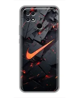Чехол для Xiaomi POCO C40 с картинкой «Nike — эффект разломов»