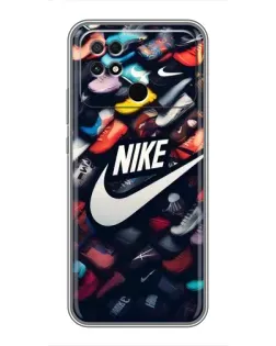 Чехол для Xiaomi POCO C40 с картинкой «Коллекция кроссовок Nike»