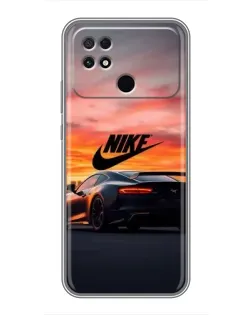 Чехол для Xiaomi POCO C40 с картинкой «Nike и суперкар»