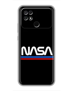 Чехол для Xiaomi POCO C40 с картинкой «NASA — классика Red Blue» Чехол для Xiaomi POCO C40 с картинкой «NASA — классика Red Blue»