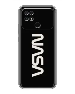 Чехол для Xiaomi POCO C40 с картинкой «NASA — вертикальный логотип»