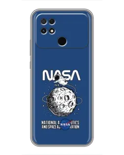 Чехол для Xiaomi POCO C40 с картинкой «NASA — лунная миссия»