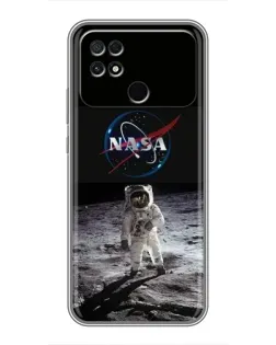 Чехол для Xiaomi POCO C40 с картинкой «Астронавт на Луне»