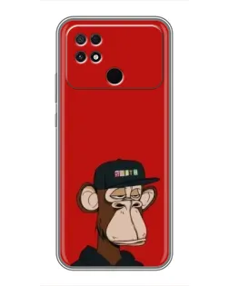 Чехол для Xiaomi POCO C40 с картинкой «Bored Ape — красный фон»
