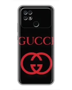 Чехол для Xiaomi POCO C40 с картинкой «Gucci — красный логотип»