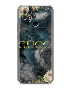 Чехол для Xiaomi POCO C40 с картинкой «Абстрактные цветы Gucci»