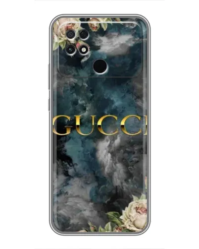 Чехол для Xiaomi POCO C40 с картинкой «Абстрактные цветы Gucci»