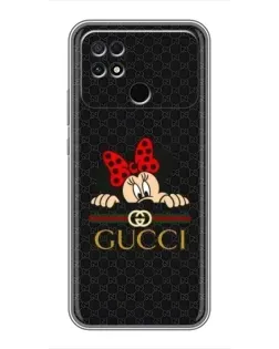 Чехол для Xiaomi POCO C40 с картинкой «Минни Маус Gucci — черный»