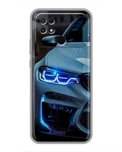 Чехол для Xiaomi POCO C40 с картинкой «Взгляд BMW с синими фарами» Чехол для Xiaomi POCO C40 с картинкой «Взгляд BMW с синими фарами»