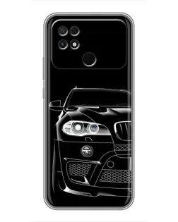 Чехол для Xiaomi POCO C40 с картинкой «Темный силуэт BMW»